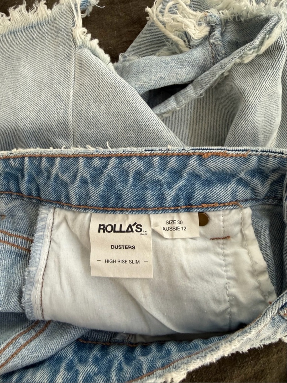 Rolla’s High Rise Cut Off Denim Shorts in Distressed Super Light Wash, 10/30 - Picture 8 of 12